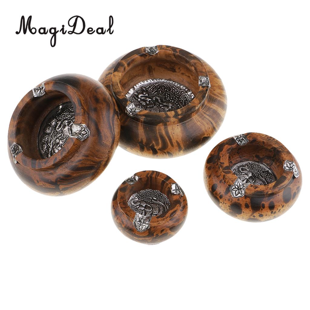 MagiDeal Wood Ashtray Handmade Crafts Cigarette Cigar Tobacco Smoking Ash Tray Case for KTV Bar Home Office Decoration