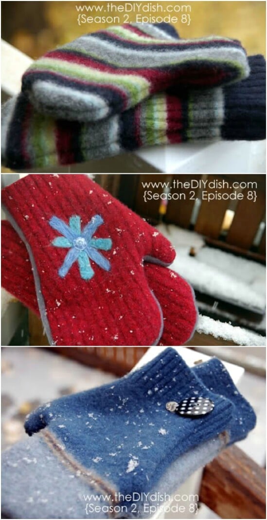 Sweater Into Wool Mittens - 50 Amazingly Creative Upcycling Projects For Old Sweaters