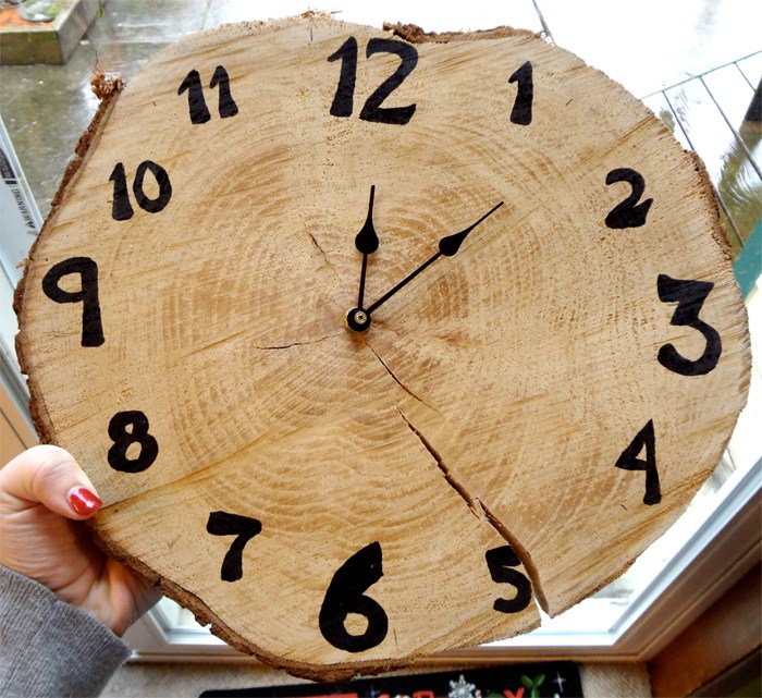 Wood slice wall clock