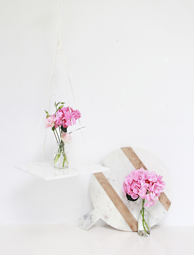Hanging marble shelving - flower vase