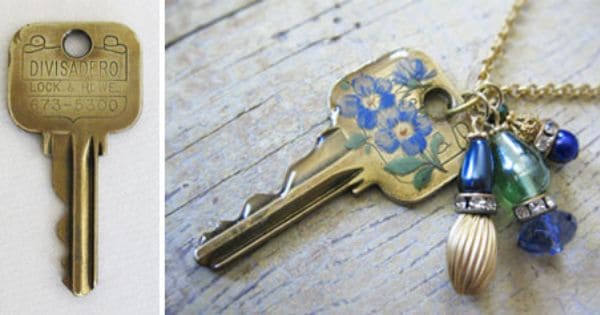 DIY Painted key charm necklace