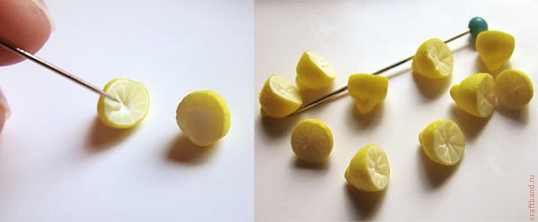 Делаем текстуру долек лимона из полимерной глины
