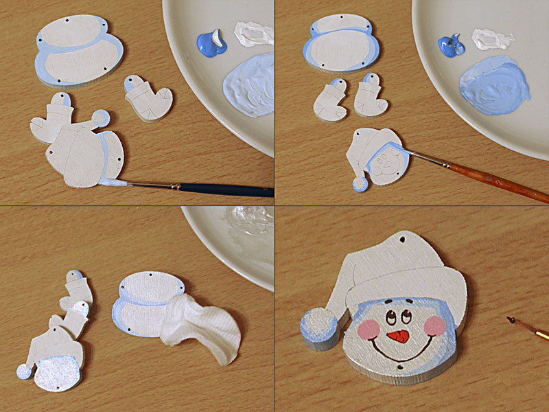 «Веселый снеговик», или Елочная игрушка из фанеры своими руками, фото № 5