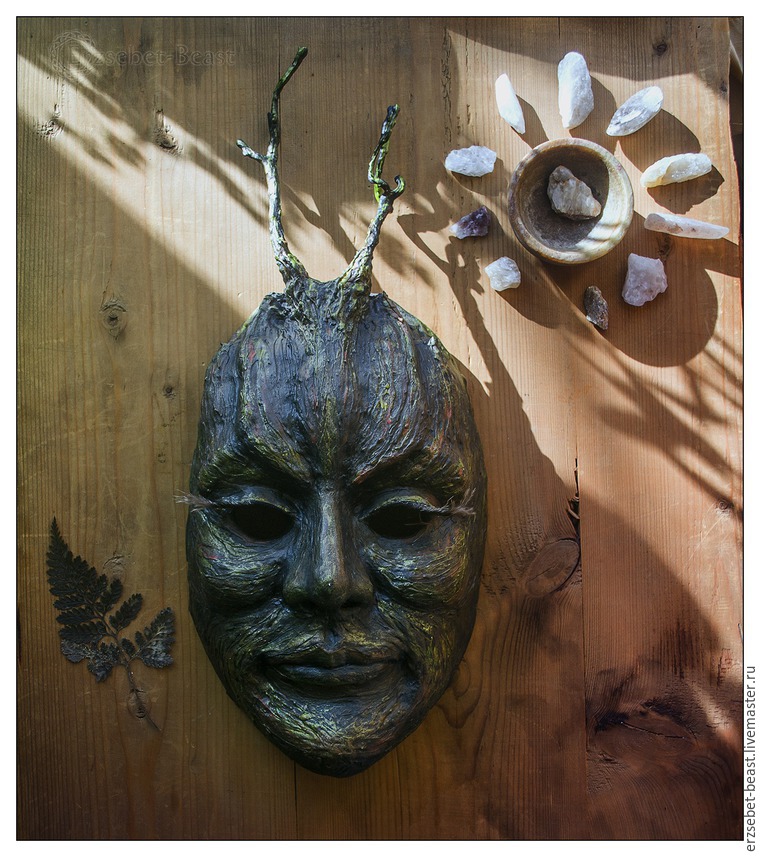 Интерьерная маска из папье-маше и полимерной глины, фото № 1