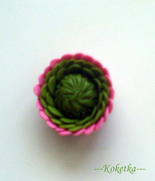 Кольцо с цветком из полимерной глины., фото № 8