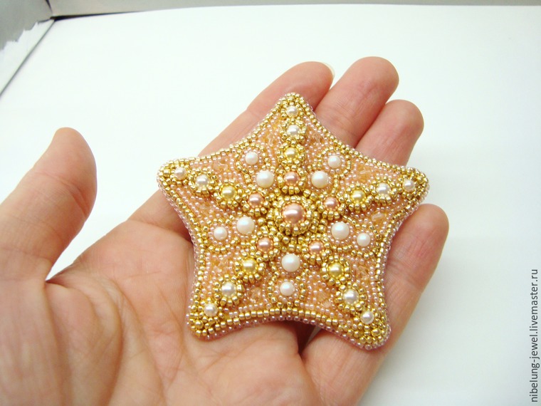 Вышиваем брошь-кулон «Морская звезда» жемчугом Swarovski и бисером, фото № 46