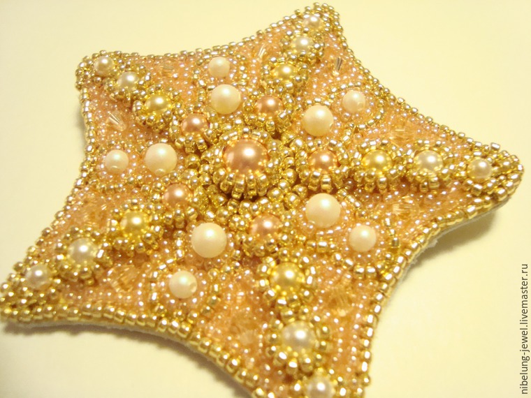 Вышиваем брошь-кулон «Морская звезда» жемчугом Swarovski и бисером, фото № 38