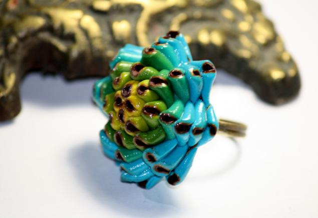 Лепим из полимерной глины кольцо «Необычный цветок» с переходом цвета, фото № 23