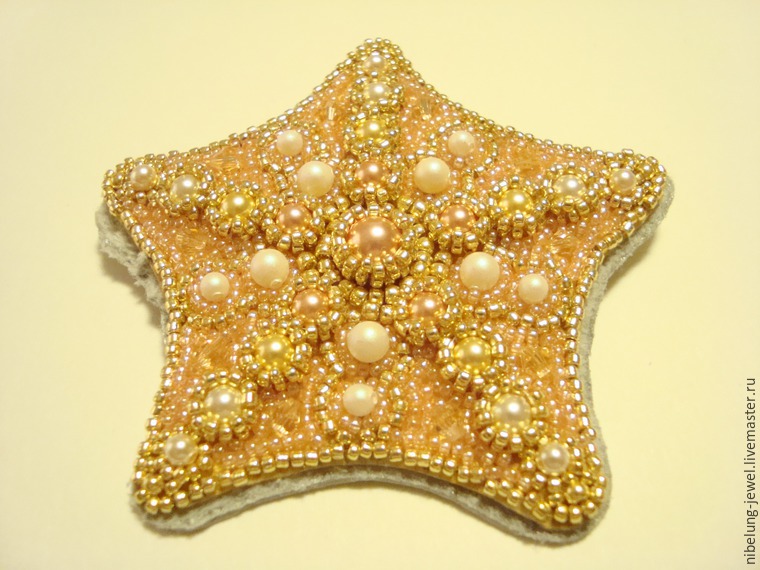 Вышиваем брошь-кулон «Морская звезда» жемчугом Swarovski и бисером, фото № 37