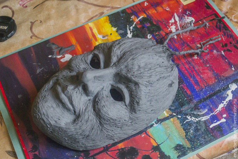Интерьерная маска из папье-маше и полимерной глины, фото № 6