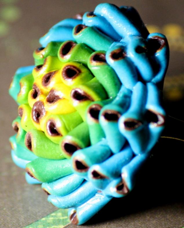 Лепим из полимерной глины кольцо «Необычный цветок» с переходом цвета, фото № 24