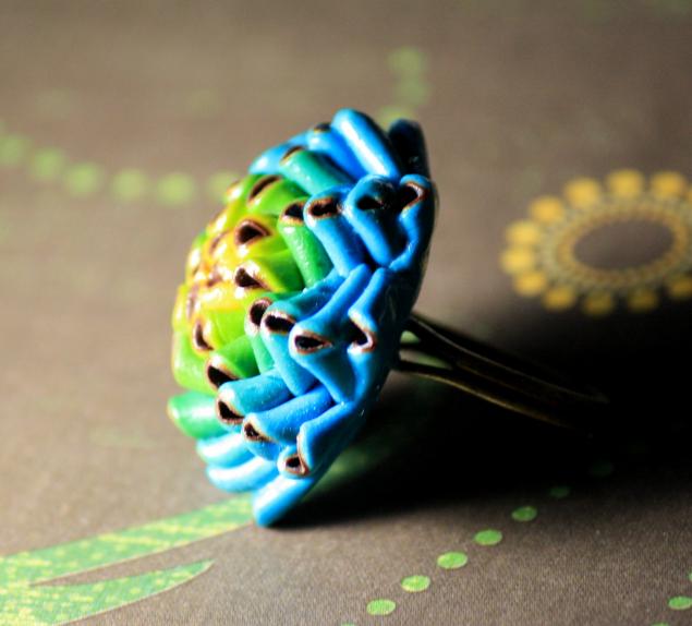Лепим из полимерной глины кольцо «Необычный цветок» с переходом цвета, фото № 25