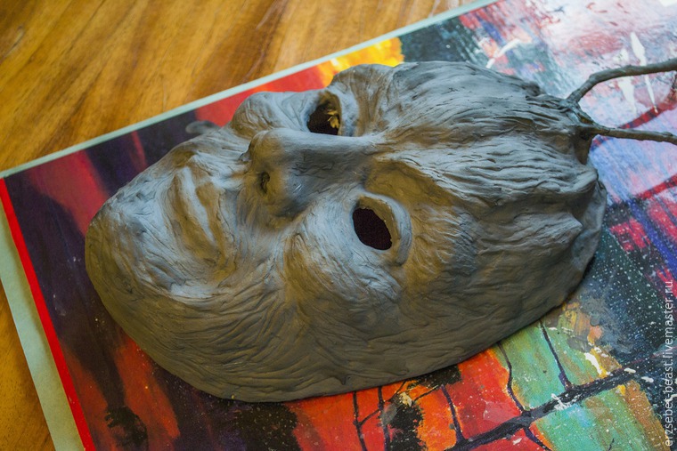 Интерьерная маска из папье-маше и полимерной глины, фото № 4