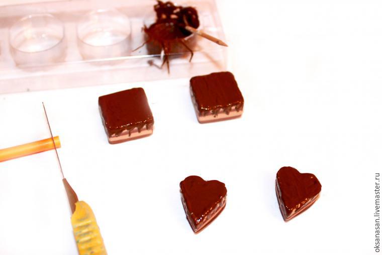 Лепим шоколадные тортики с фруктами из полимерной глины, фото № 7