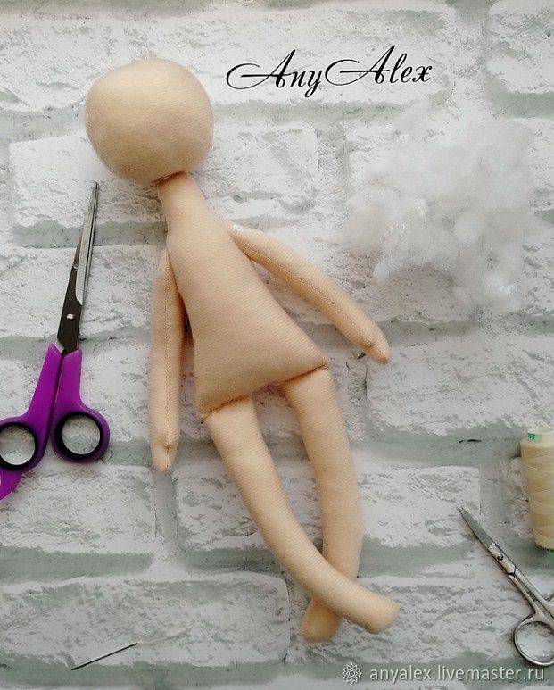 Мастер-класс по шитью тела текстильной куклы с волосами, фото № 12