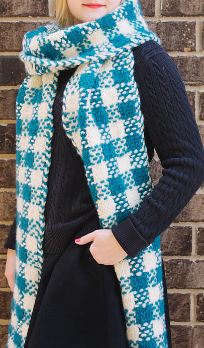 Free Knitting Pattern for Plaid Super Scarf