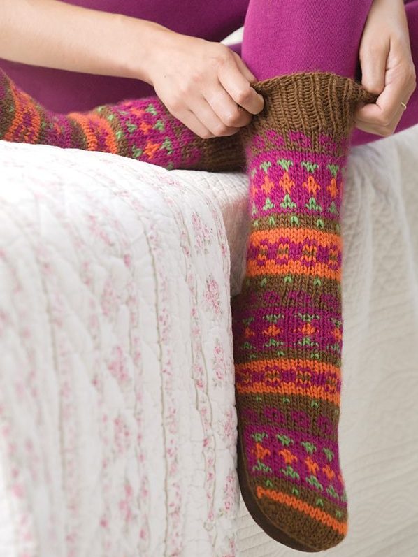 Free Knitting Pattern for Adirondack Slipper Socks