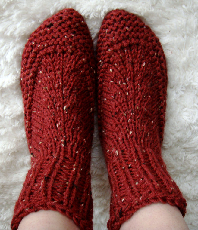 Free Knitting Pattern for Bulky Yarn Bootie Slipper