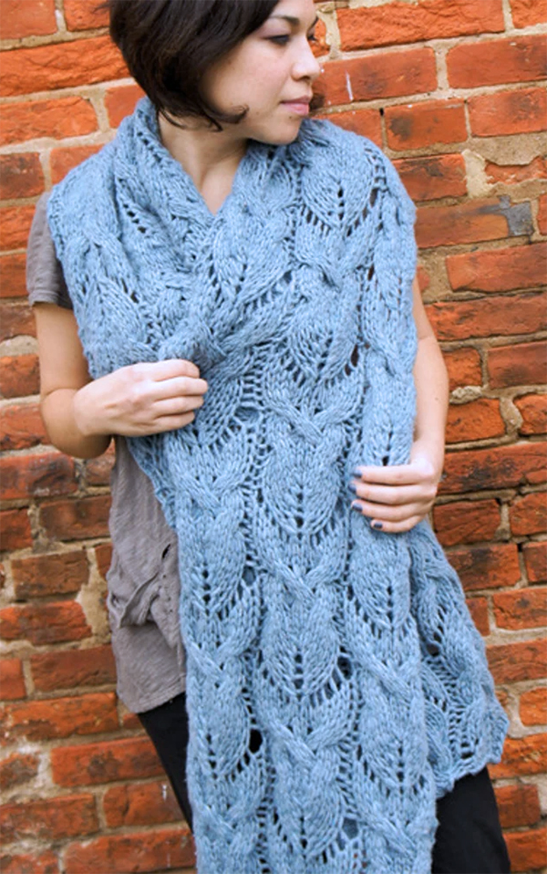 Free Knitting Pattern for Cabled and Lace Super Scarf