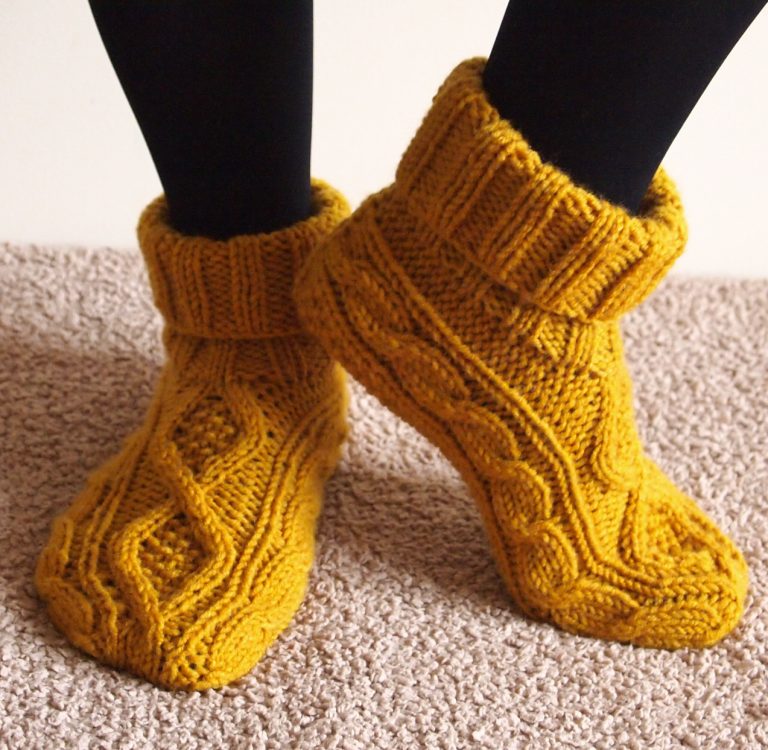 Free Knitting Pattern for Celtic Dancer Slippers