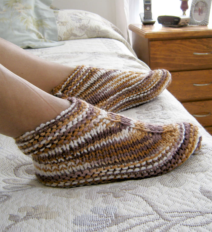 Free Knitting Pattern for Easy Desert Boots Slippers