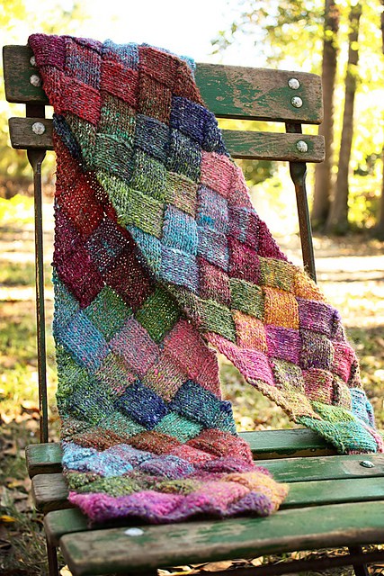 Free knitting pattern for Entrelac Scarf and more colorful scarf knitting patterns