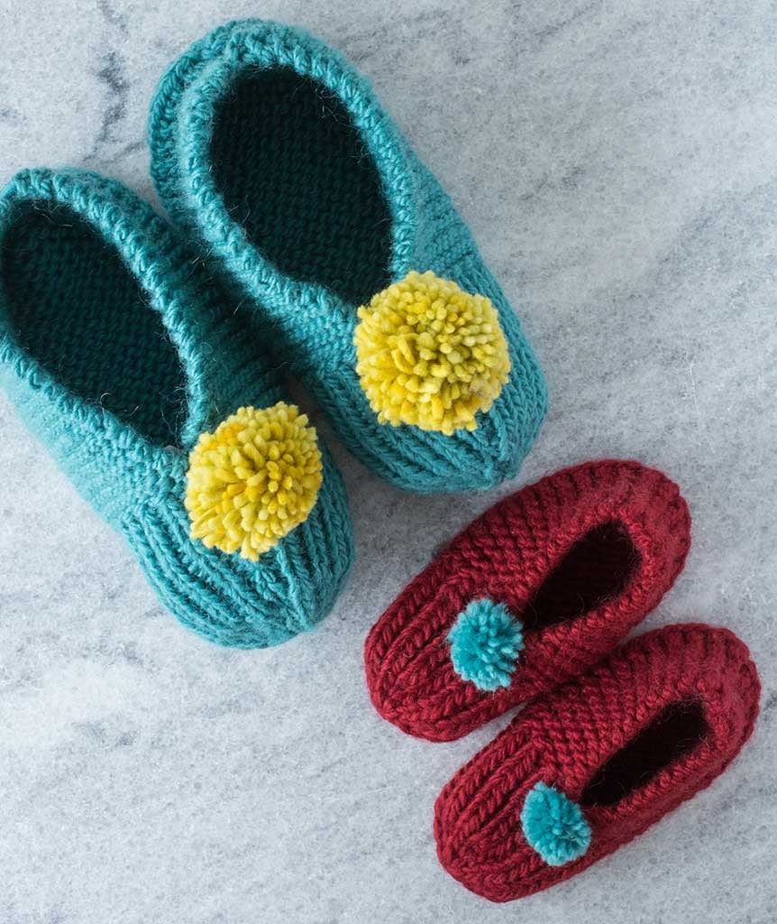 Free Knitting Pattern for Easy Family Slippers