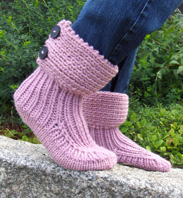 Free Knitting Pattern for Moon Socks Slipper Boots
