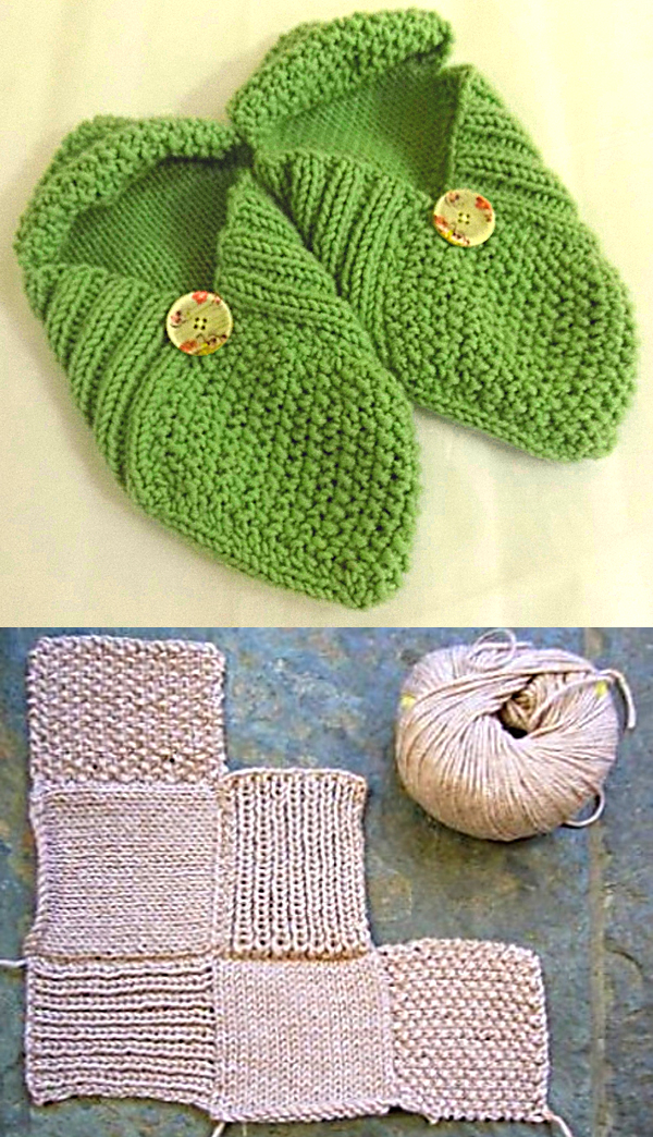 Free Knitting Pattern for Easy Patchwork Slippers