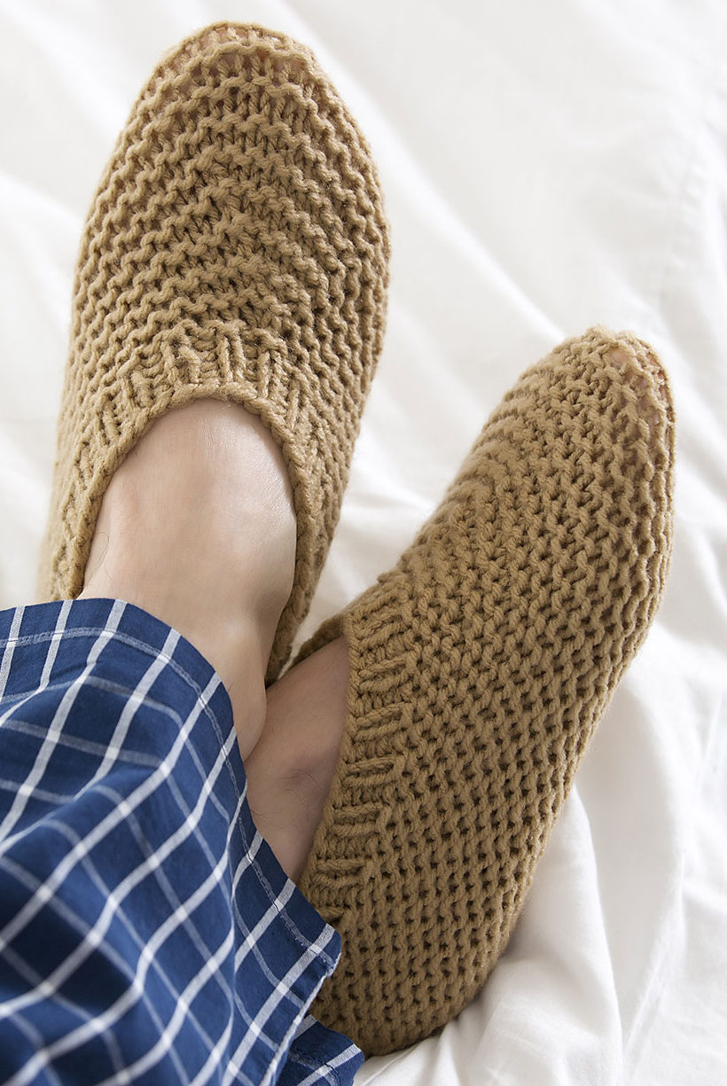 Free Knitting Pattern for Easy Slippers for Him