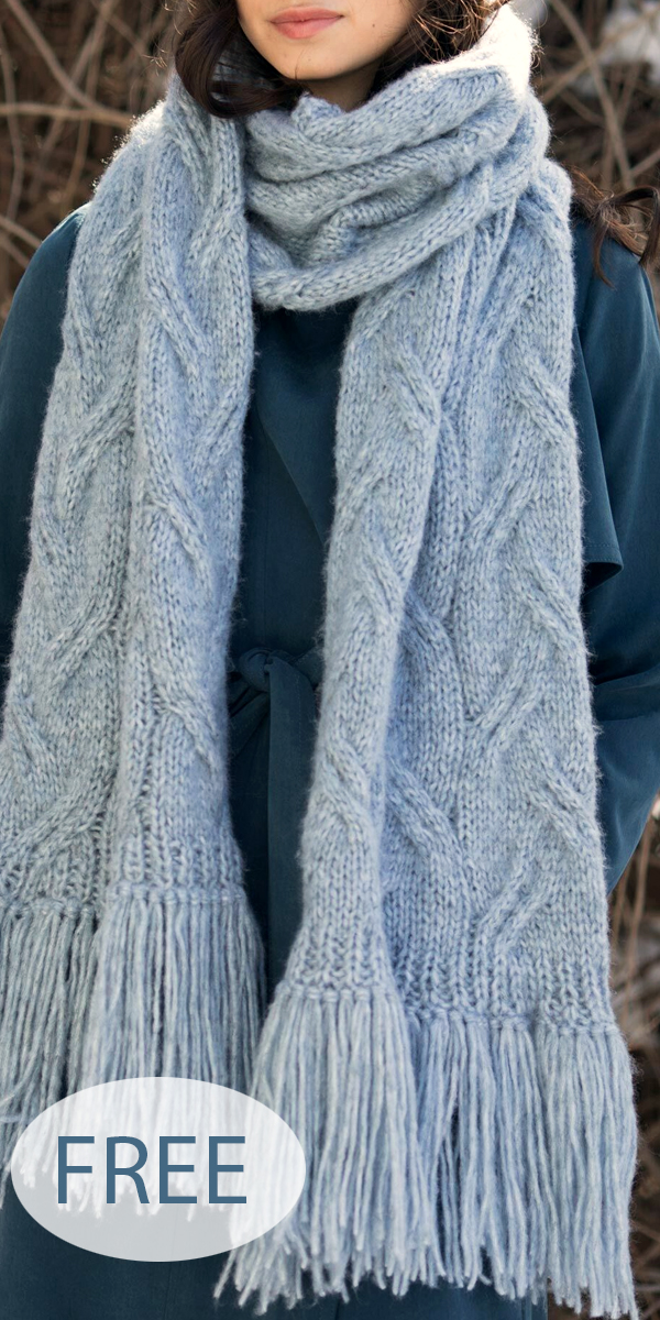 Free Knitting Pattern for Staggered Cable Super Scarf