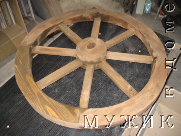 деревянное колесо для телеги покрытое лаком