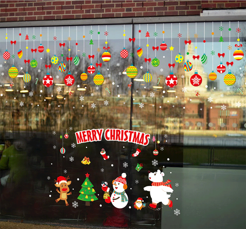 цветные наклейки на окна Новый год