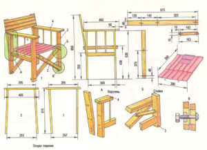 Пример чертежа деталей стула