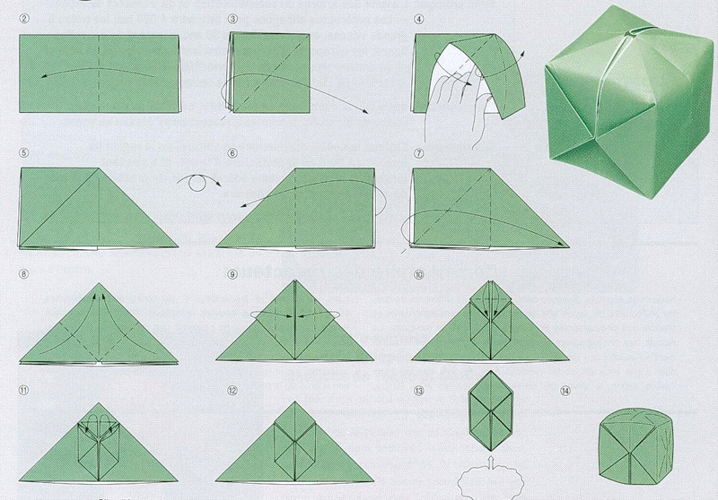 Схема сборки куба в технике оригами