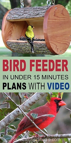 Learn how to make a hanging Bird Feeder from a natural LOG. This homemade DIY birdfeeder will attract chickadees, nuthatches, woodpeckers, house finches, goldfinches, and bluebirds to your yard or garden.