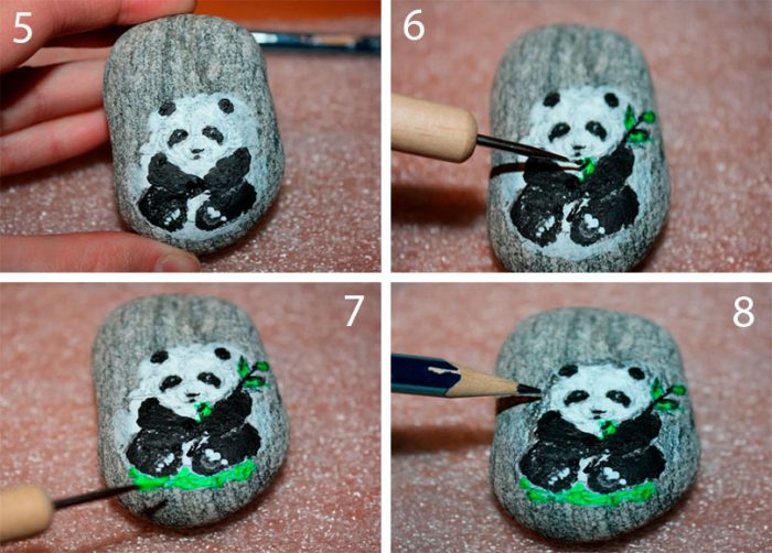 Панда нарисованная на камне мастер-класс
