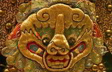 Antique Chinese embroidery, excavated from the Ming Emperor Tomb
