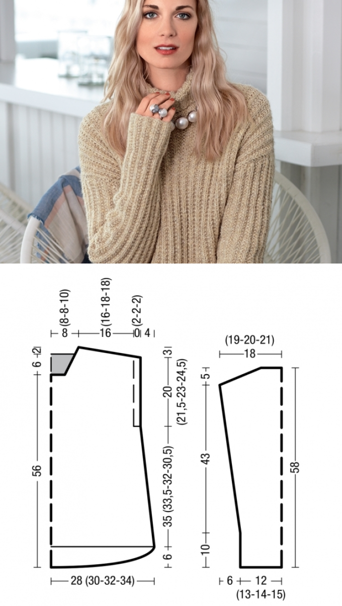Схема вязания спицами свитера женского оверсайз