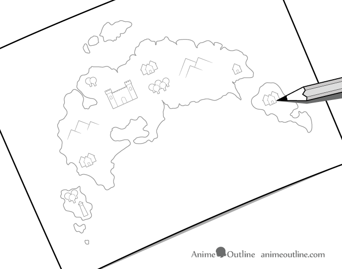 Fantasy map drawing