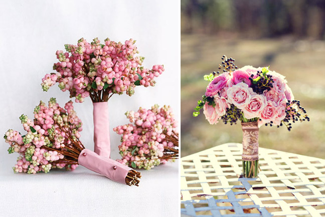 Bridal bouquet made from pink berries 