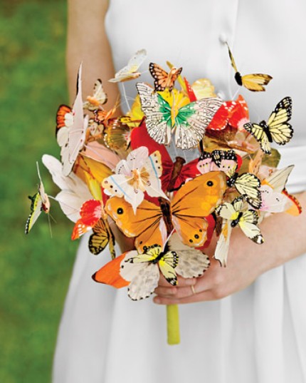 Multi-color bridal bouquet made with butterflies 