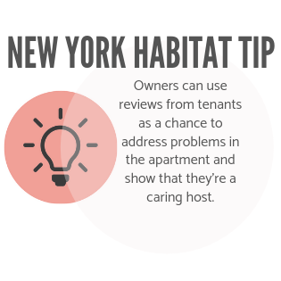 New York Habitat tip infographic encouraging owners to use reviews as a chance to show they care.