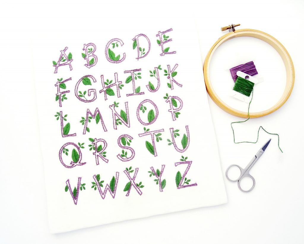 Nature Alphabet Hand Embroidery Pattern